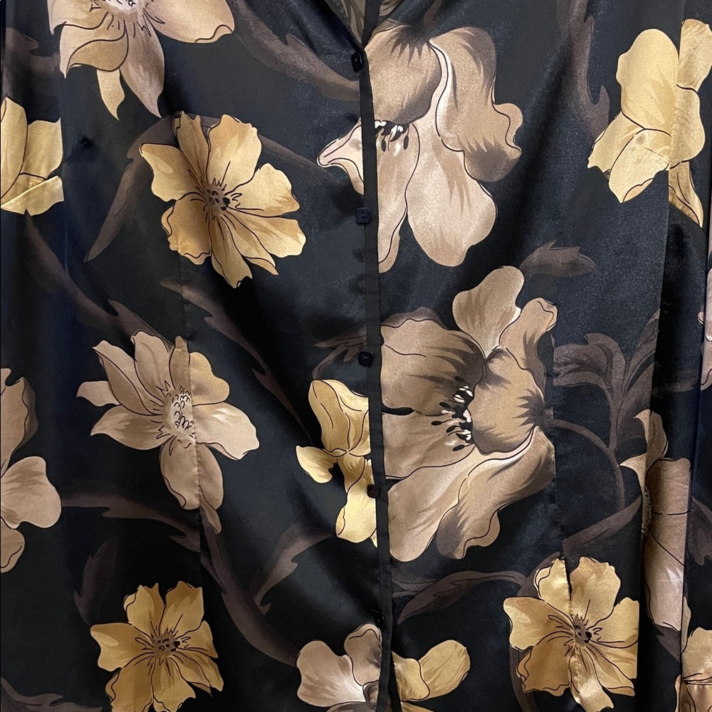 Floral Satin Women's Top - Picture 3 of 7